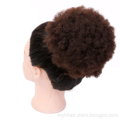 8 Inch Synthetic Afro Kinky Hair Bun High Temperature Black Drawstring ponytail Clip in Hair Extension on Puff Hair Bun
